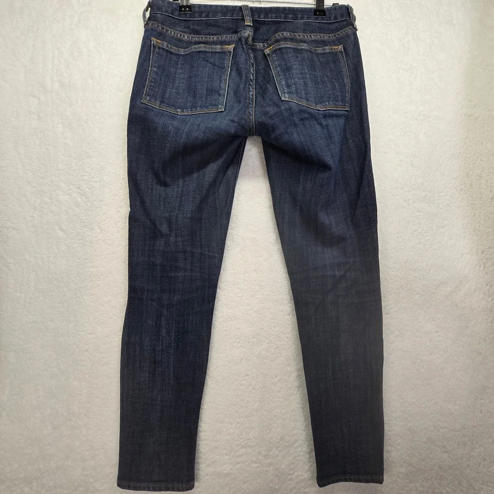 J Crew Jeans Womens sz 26 Toothpick‎ Stretch Dark Denim Skinny 30x28 Distressed